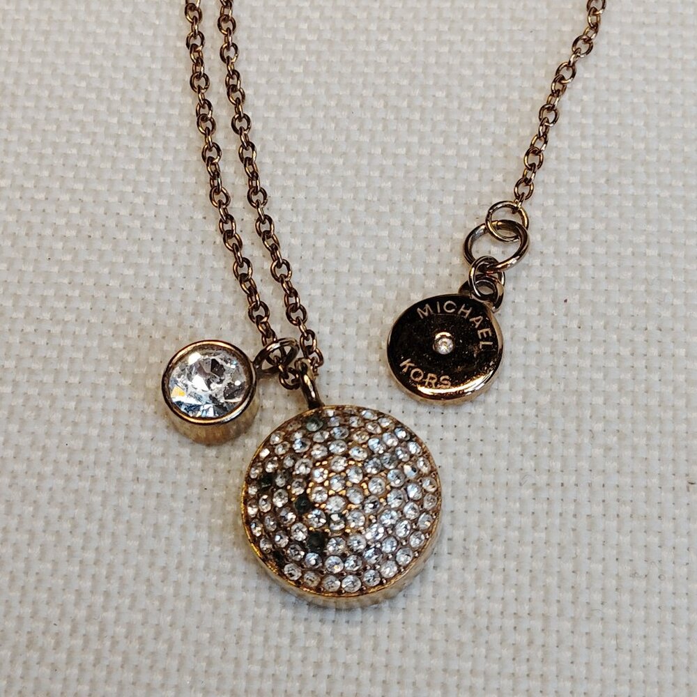 Michael Kors Brilliance Pave Rose Gold Pendant Necklace MKJ3909791